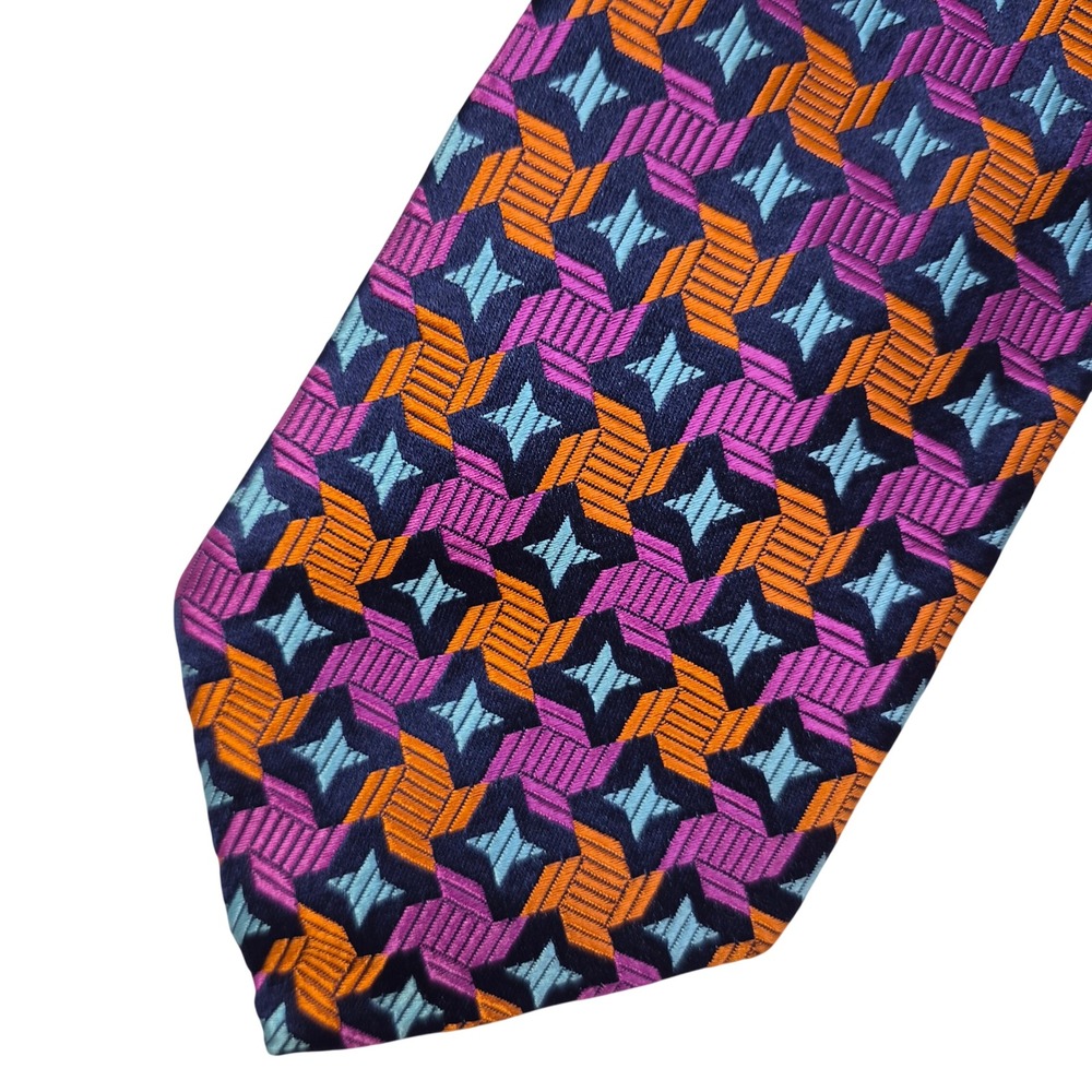 NWT Duchamp‎ Tie Mens Multicolor Geometric Star Silk Necktie Hand Made England